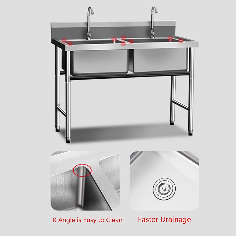 Amazon.co.jp: 業務用キッチン ステンレス製シンク、実用的な2つの