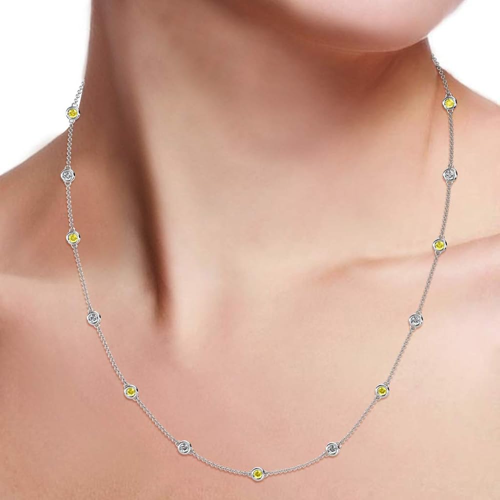 Amazon.com: TriJewels 13 Station Yellow Sapphire & Natural Diamond