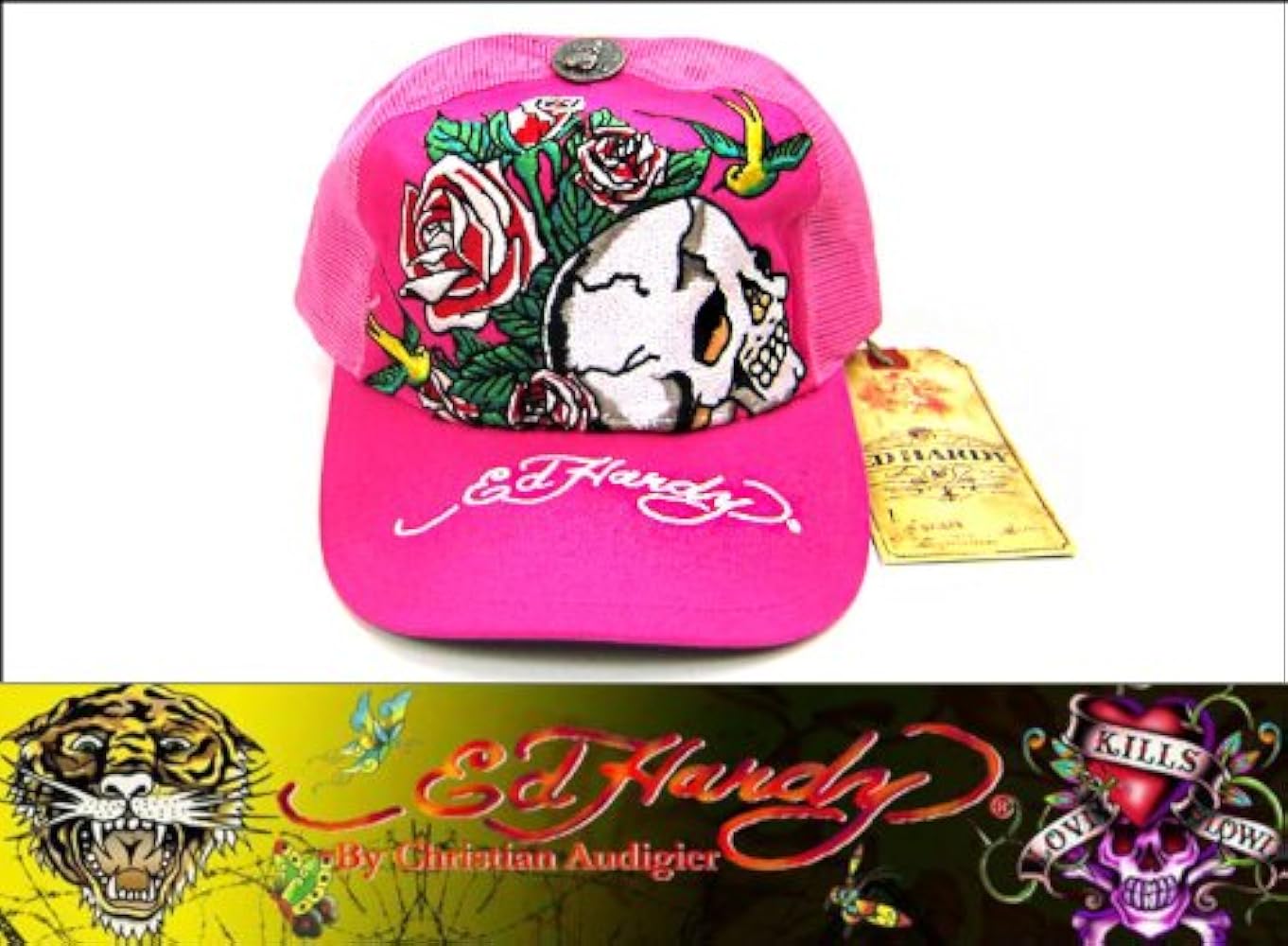 Amazon | [エドハーディ]Ed Hardy CAP スカル＆ローズ ピンク （51