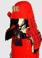 等身大赤備え鎧一式/赤塗龍文二枚胴独鈷文前立て兜/甲冑 鎧兜 着用可能