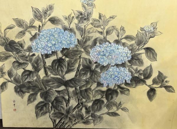 Amazon.co.jp: 真作！超大作！F50号 山本谿華『紫陽花 あじさい』直筆