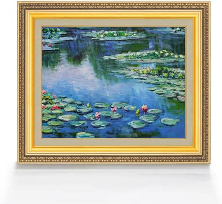 Amazon.co.jp: クロード・モネ 睡蓮 （5） F6 油絵直筆仕上げ｜ 絵画6