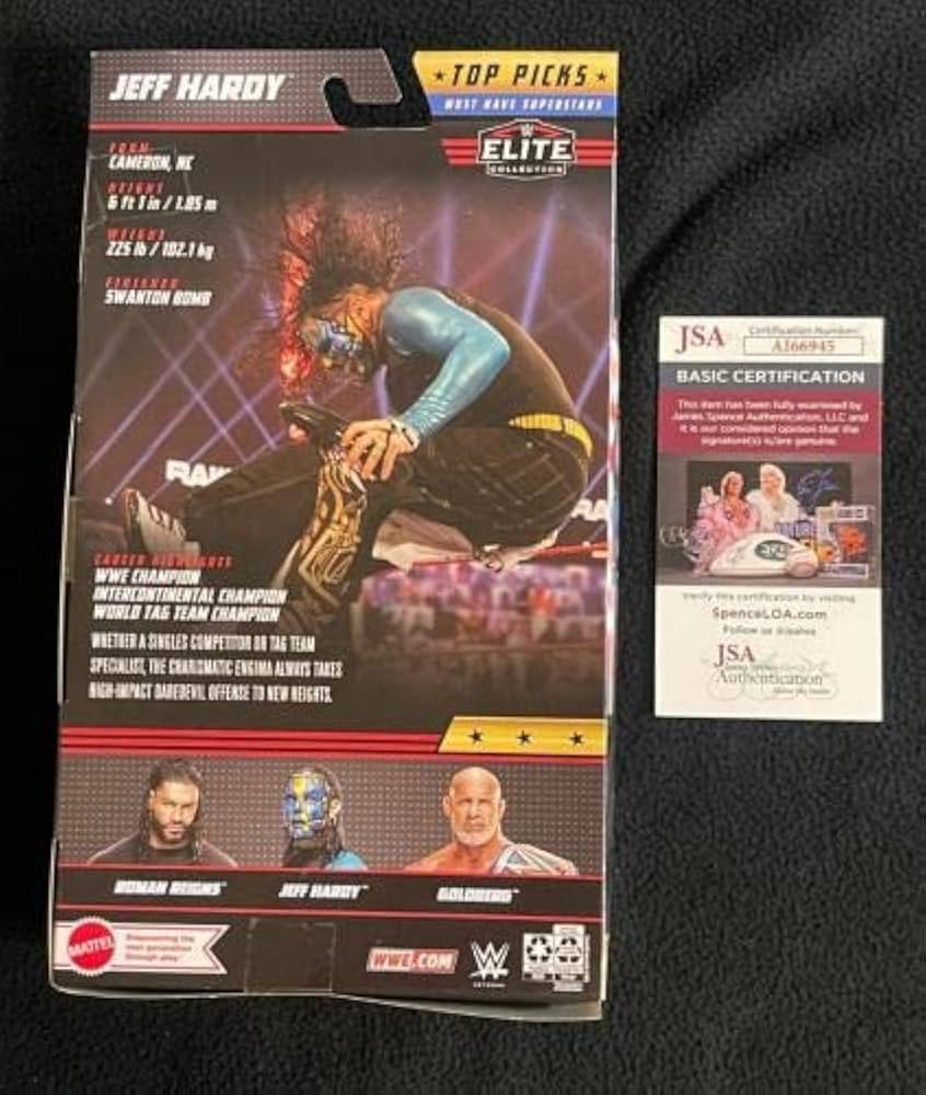 Jeff Hardy Signed WWE Elite Top Picks Action Figure JSA COA AEW