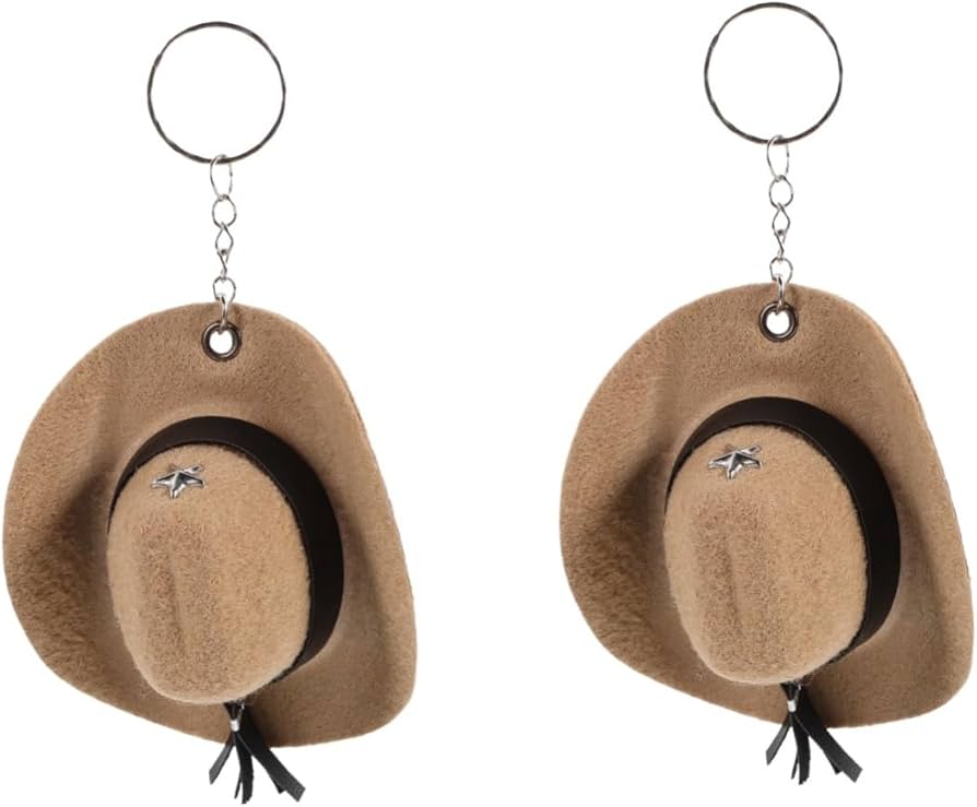 Amazon.co.jp: 2個 カウボーイハットキーホルダー 小さな帽子の