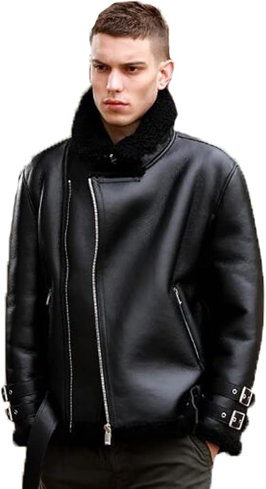 Amazon | [Denny&Dora] メンズ ブラック ムートン ジャケット メンズ