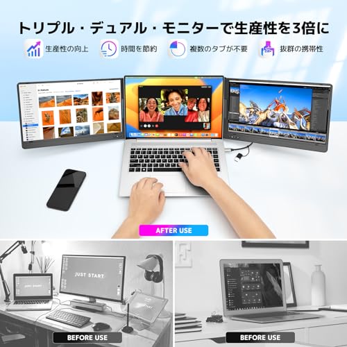 KOGODA - KOGODA モバイルモニター 14インチ デュアルモニター 3画面