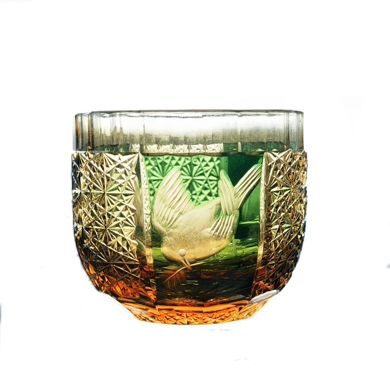 Amazon.co.jp: 鳥切子 お猪口 ぐい呑 約60cc ガラス製 酒器 彫刻硝子