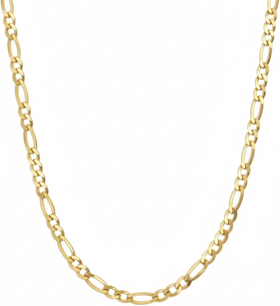 Amazon.com: SHOP WGS 10K Solid Yellow Gold Figaro Chain Necklace