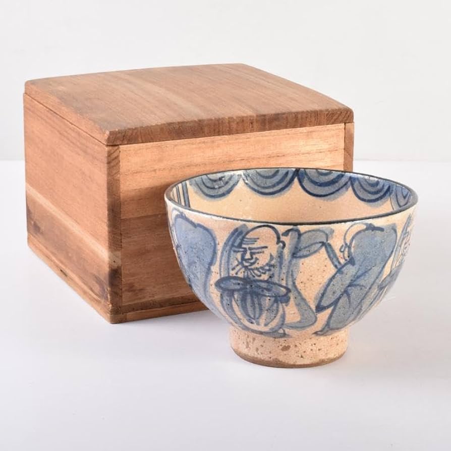 Amazon.co.jp: 茶道具 青木木米 聾米造 染付群仙文 茶碗 時代箱付 C