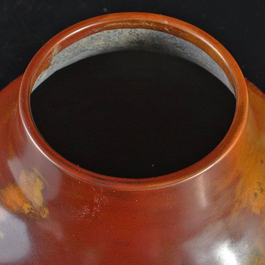 Amazon.co.jp: 天明鋳物師 栗崎二夫作 朱銅花瓶 共箱 V R6161B