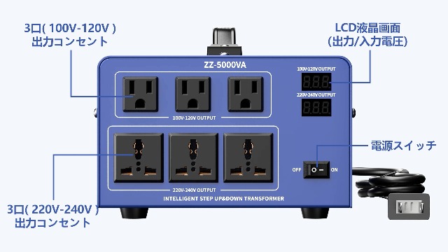 Amazon.co.jp: 500VA 変圧器 100V 220V アップトランス ダウントランス