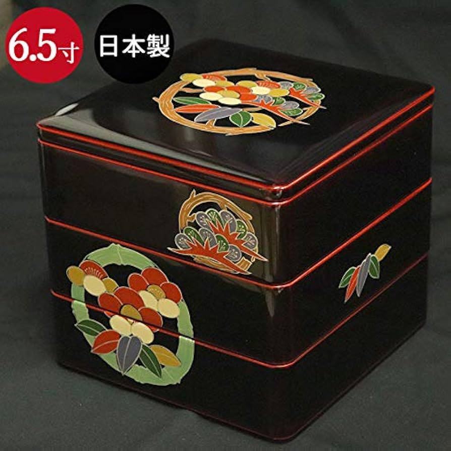 Amazon | 重箱 3段 日本製 国産 会津漆器 6.5 三段本重 雅松竹梅 溜 内