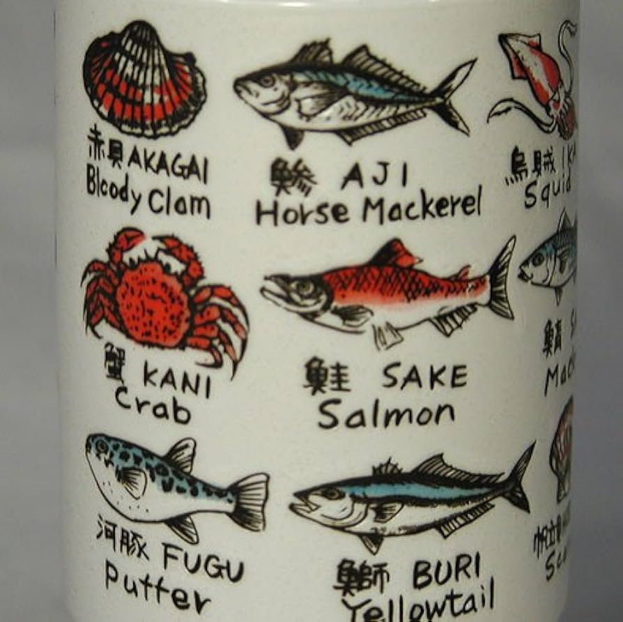 Amazon｜山志製陶所 中切立湯呑 JAPANシリーズ 魚英語 C3-7｜湯呑み