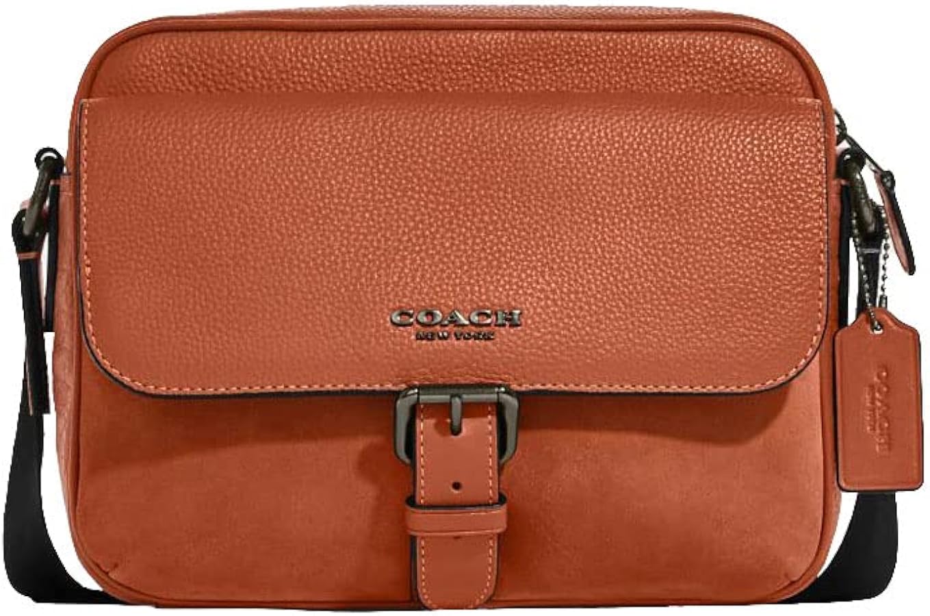 COACH Men's Hudson Crossbody Bag, Leather/Suede - Sunset, 9
