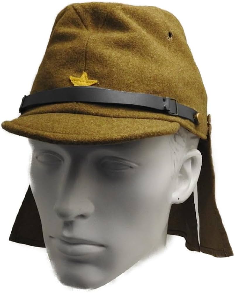 Amazon.co.jp: 日本陸軍 略帽 軍帽 帽子 下士官 外側 ウール 帽垂れ付