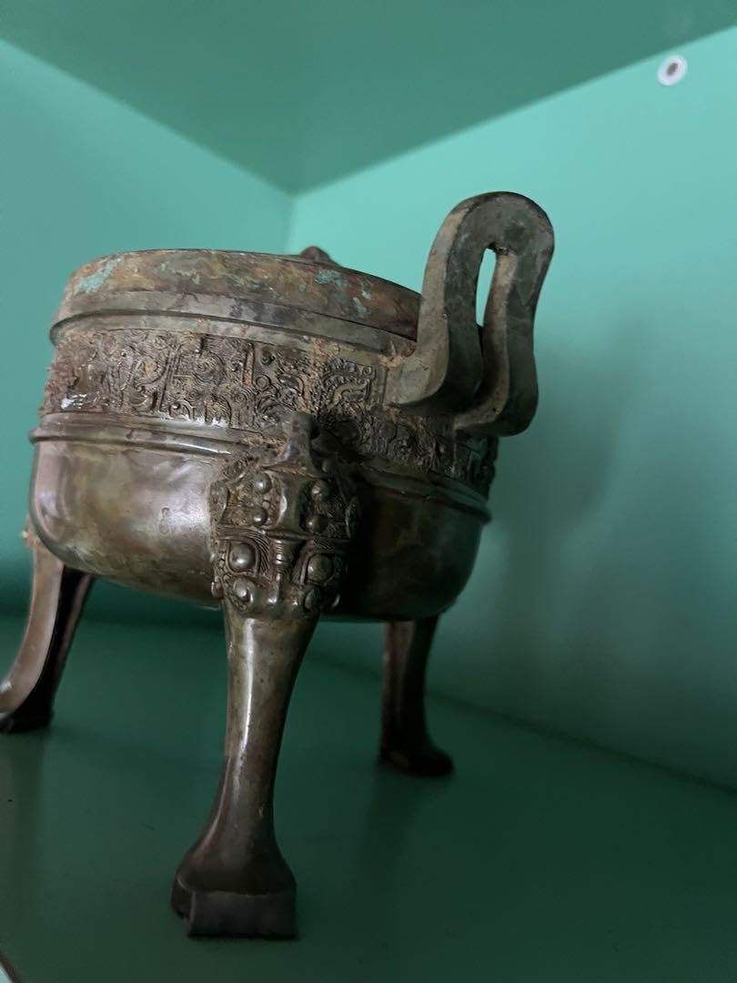 Amazon.co.jp: 中国明朝三足鼎青銅器骨董古美術アンティーク江戸青磁