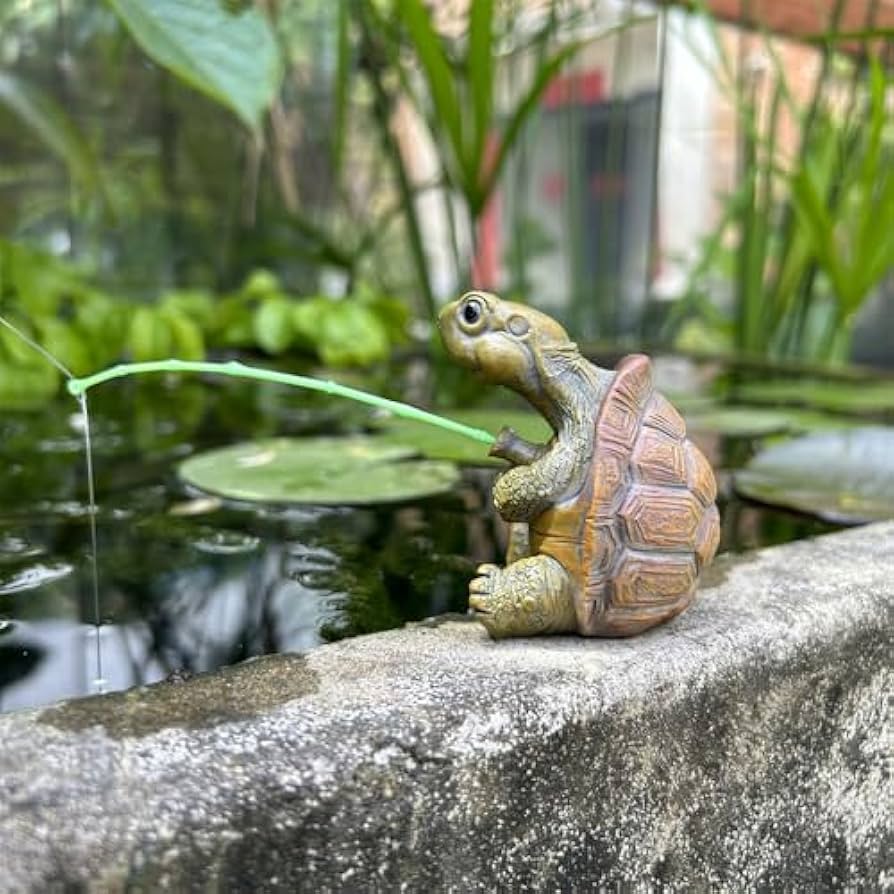 Amazon.co.jp: tonntyann ガーデニング 亀 置物 釣りをするカメ 庭