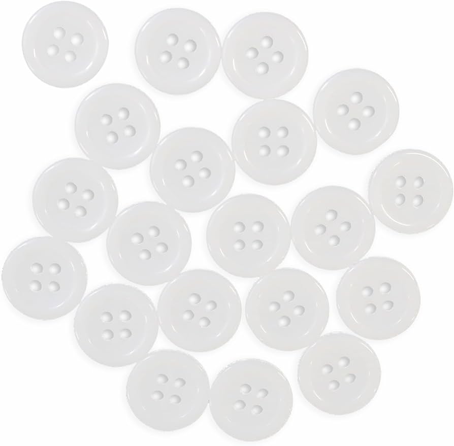 Amazon | 白ボタン【ホワイト ツヤあり】四つ穴ボタン 20個入り【12.5