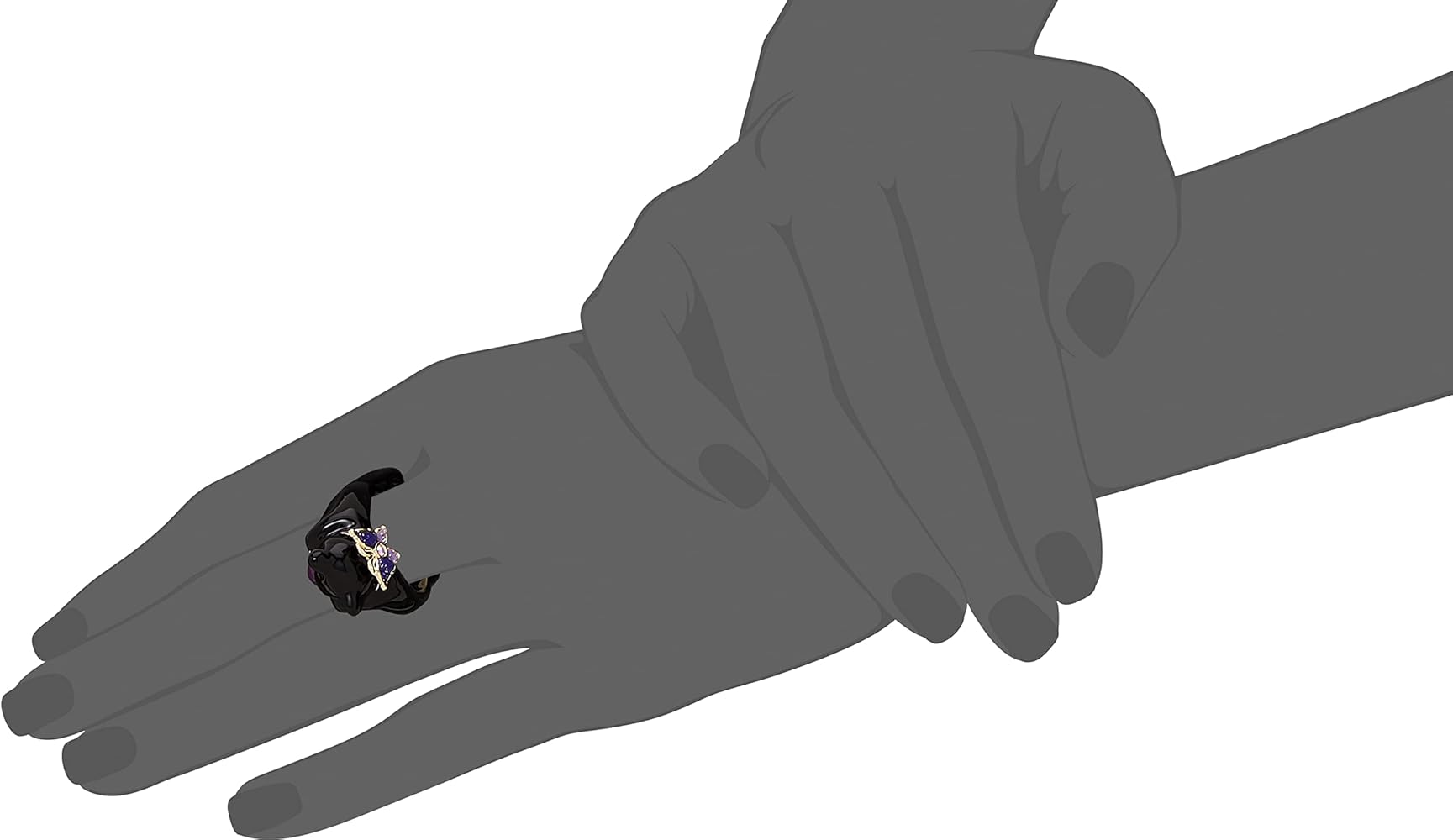 Amazon | [アナスイ] 猫モチーフ リング ブラック LLサイズ