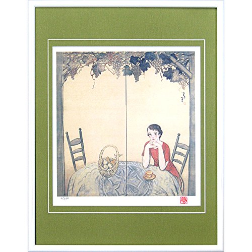 Amazon.co.jp: 竹久夢二『憩い(グリーンマット)』ジクレー 人物画 女性