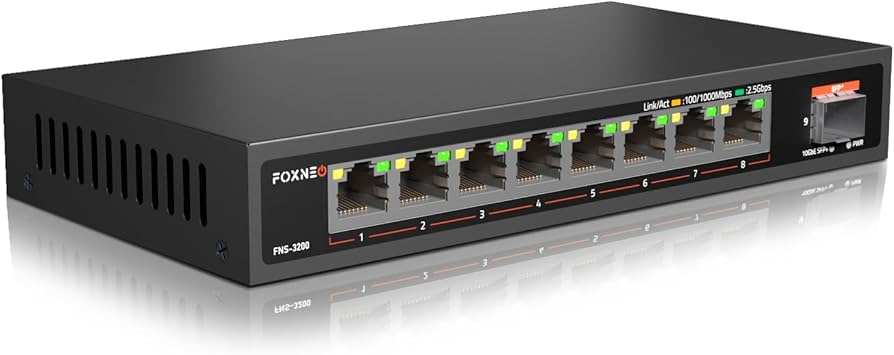 Amazon.co.jp: FOXNEO 2.5gbps スイッチングハブ 9ポート（8x2.5G RJ45