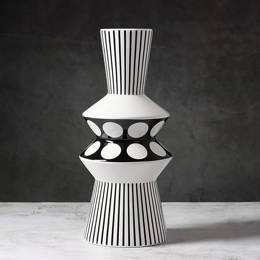 Amazon.com: Magcolor Flower vase Large Black and White Striped