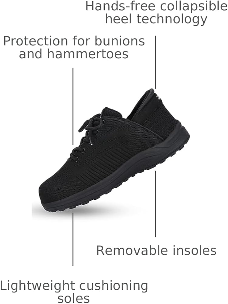 Amazon.com | ZEBA Hands Free Slip on Black Husky Sneakers for Men