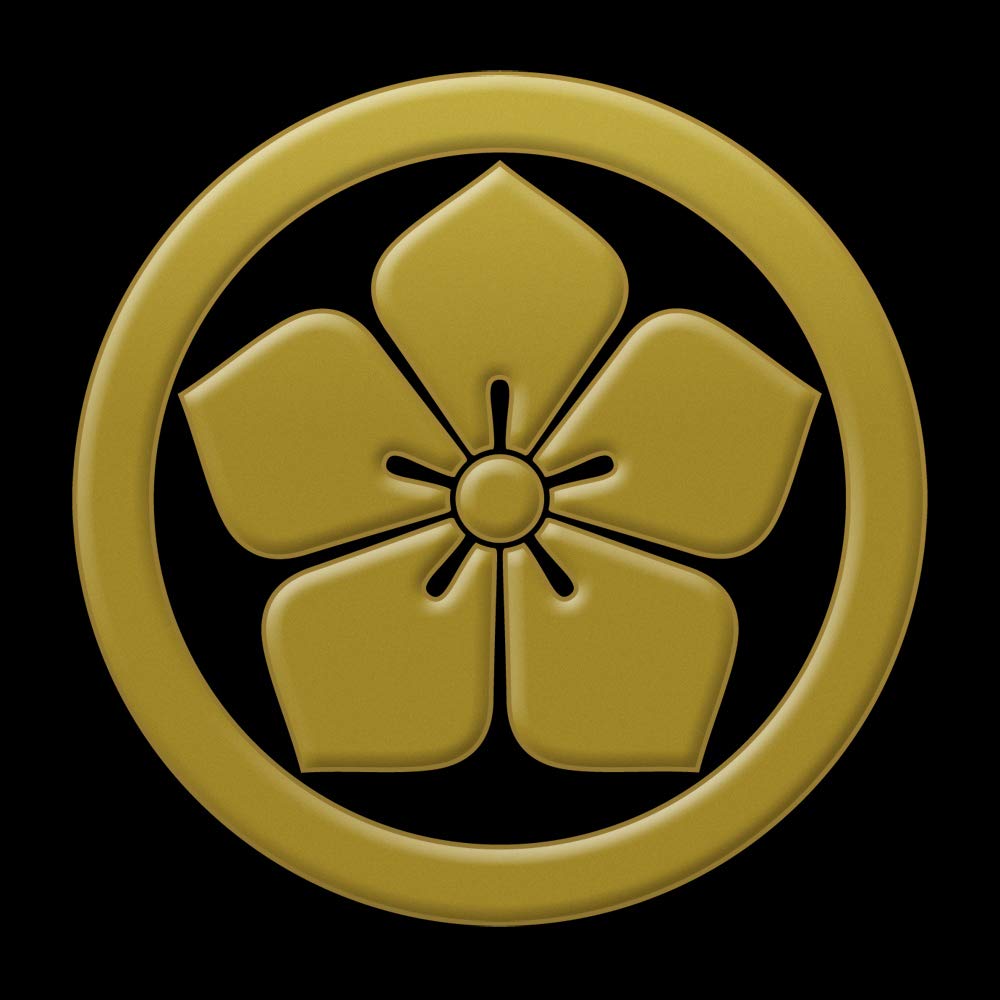 Amazon.co.jp: 家紋 蒔絵シール 家紋ステッカー「丸に桔梗 金」55mm