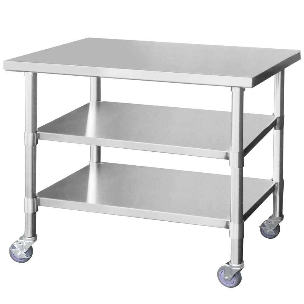 Amazon.co.jp: ステンレス 作業台 キャスター付き 3段 業務用 調理台