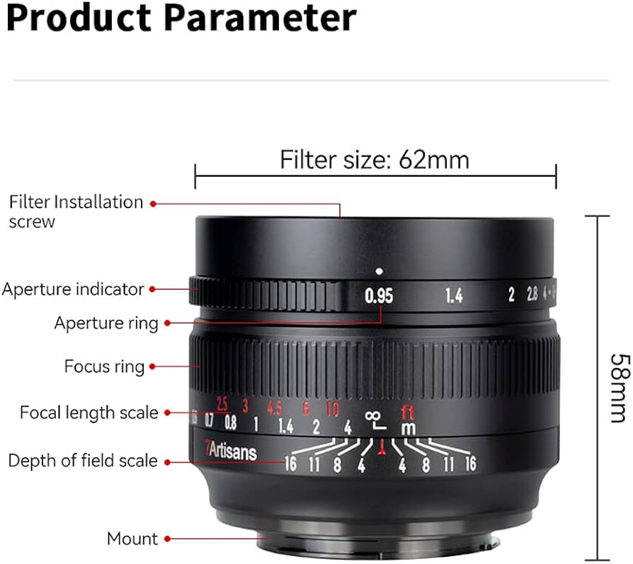 Amazon.com : 7artisans 50mm F0.95 APS-C Manual Fixed Camera Lens