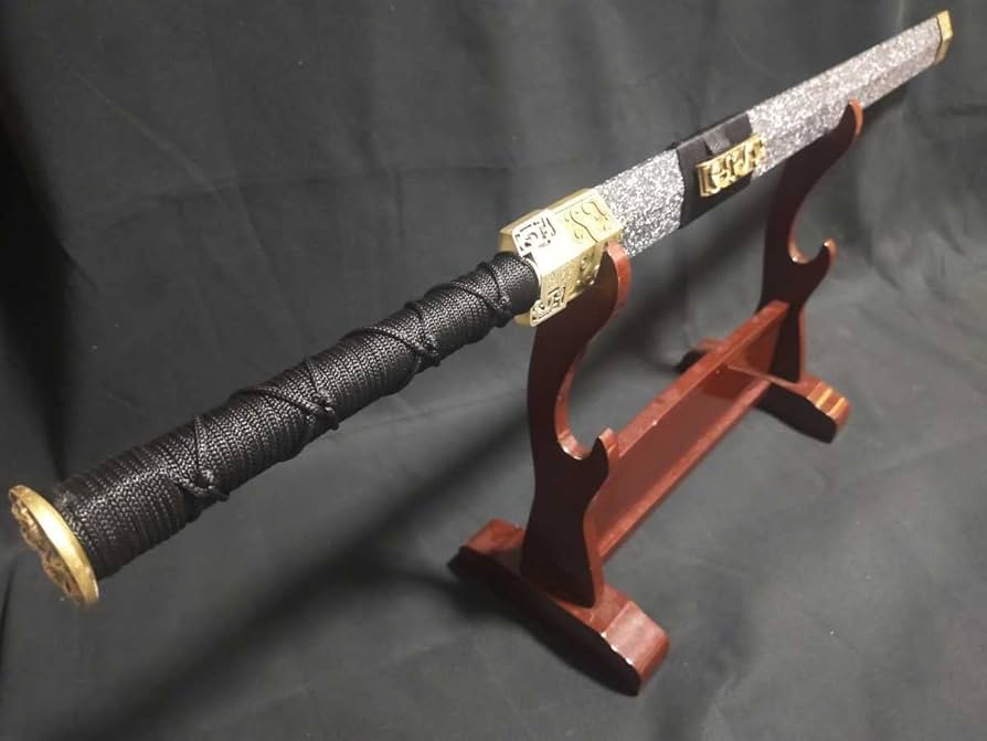 Amazon.co.jp: 特典付 古代中国の剣 白黒石目 竹光 模造刀 コスプレ