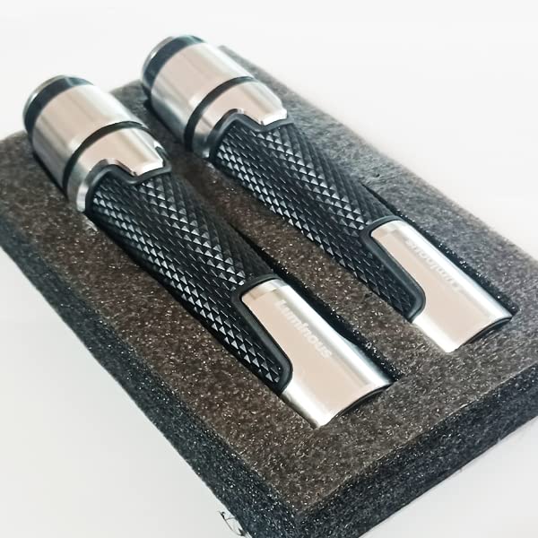 Amazon | ハンドル アルミ ラバー グリップ バーエンド 銀 22.2mm径