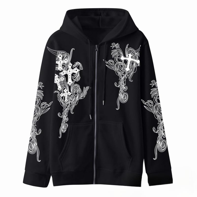 Amazon.com: Obenie Women Men Y2K Zip Up Oversized Hoodie Gothic