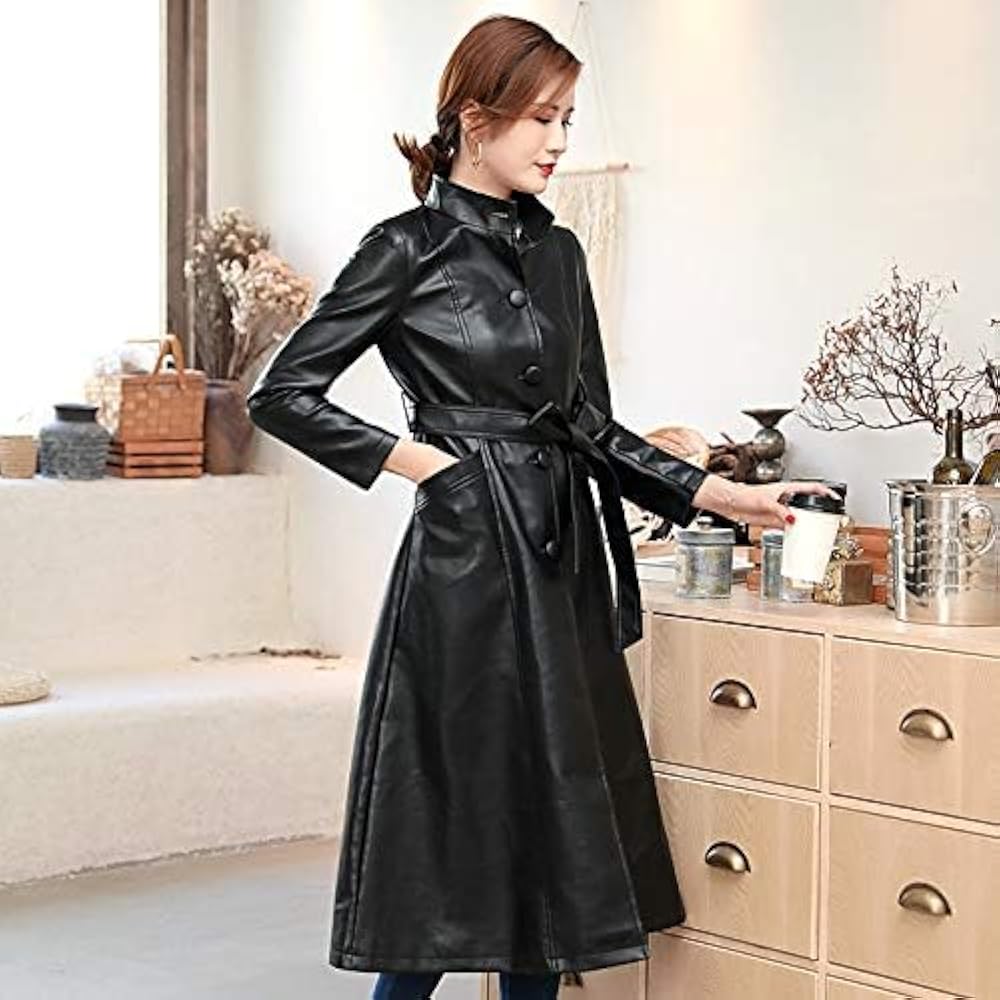 Amazon | [D.IIZOO] ロング丈 レザーコート レディース レザー