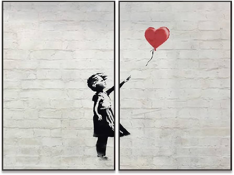 Amazon.co.jp: 2枚 アートパネル バンクシー 赤い風船と少女 飾り絵