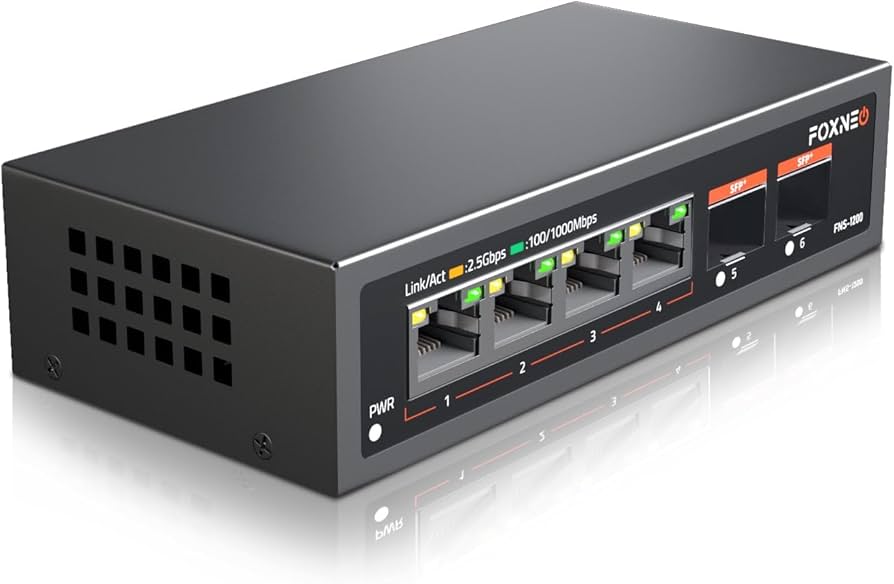 Amazon.co.jp: FOXNEO 2.5gbps スイッチングハブ 6ポート（4x2.5G RJ45