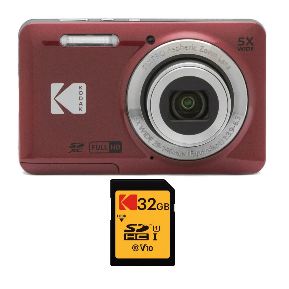 Amazon.com : Kodak PIXPRO Friendly Zoom FZ55 (Red) with 32GB