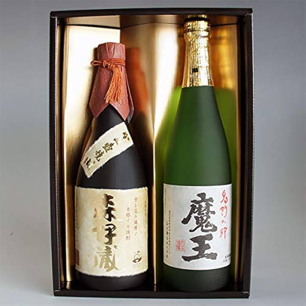 Amazon.co.jp: 森伊蔵 金ラベル 720mlと魔王 720ml 感謝のギフト箱 金