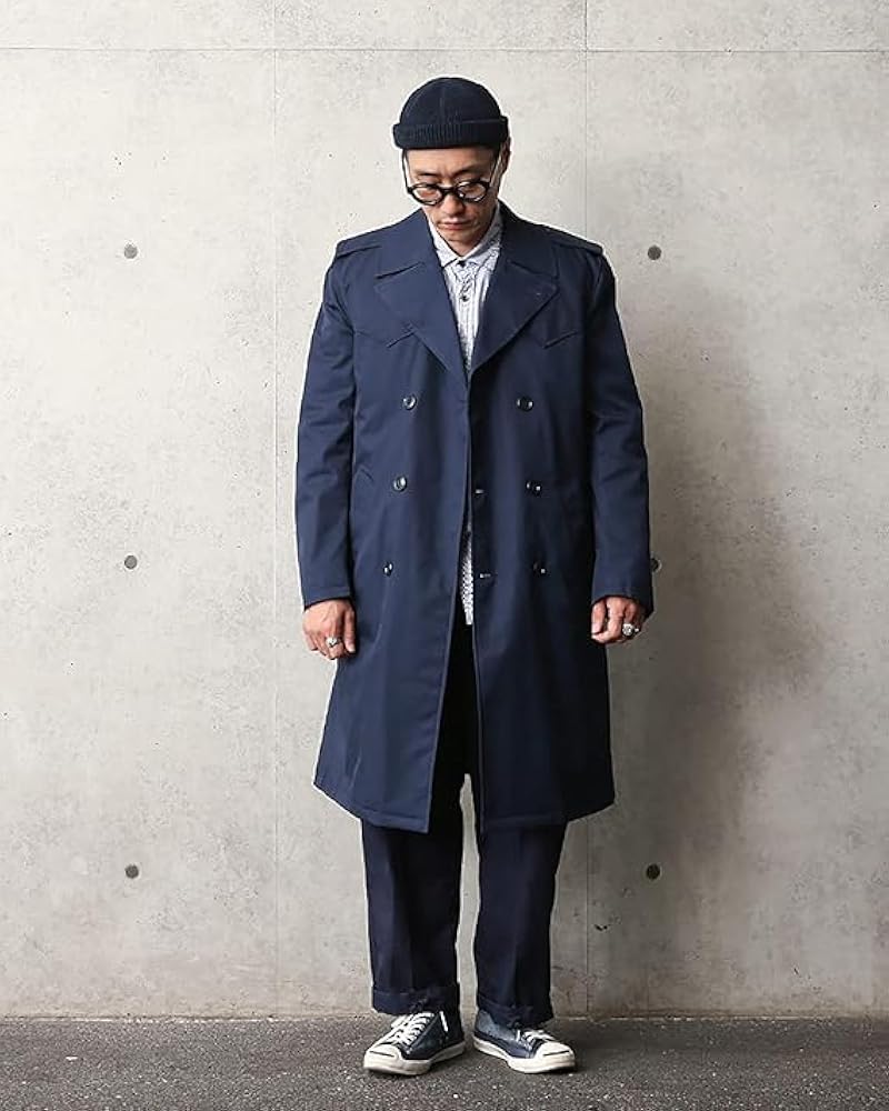 Amazon | 実物 デッドストック イタリア軍 トレンチコート ネイビー