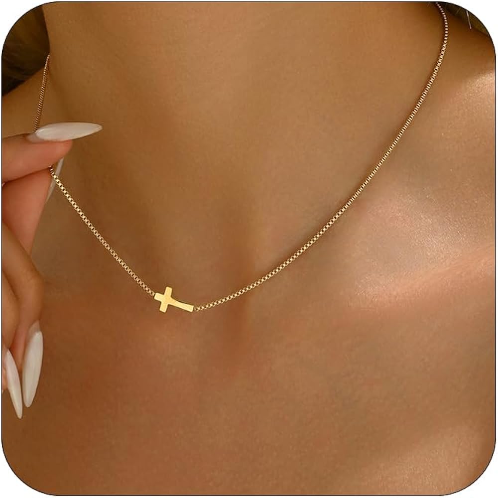 Amazon.com: Nawflue Cross Necklace for Women 18K Gold Plated Tiny