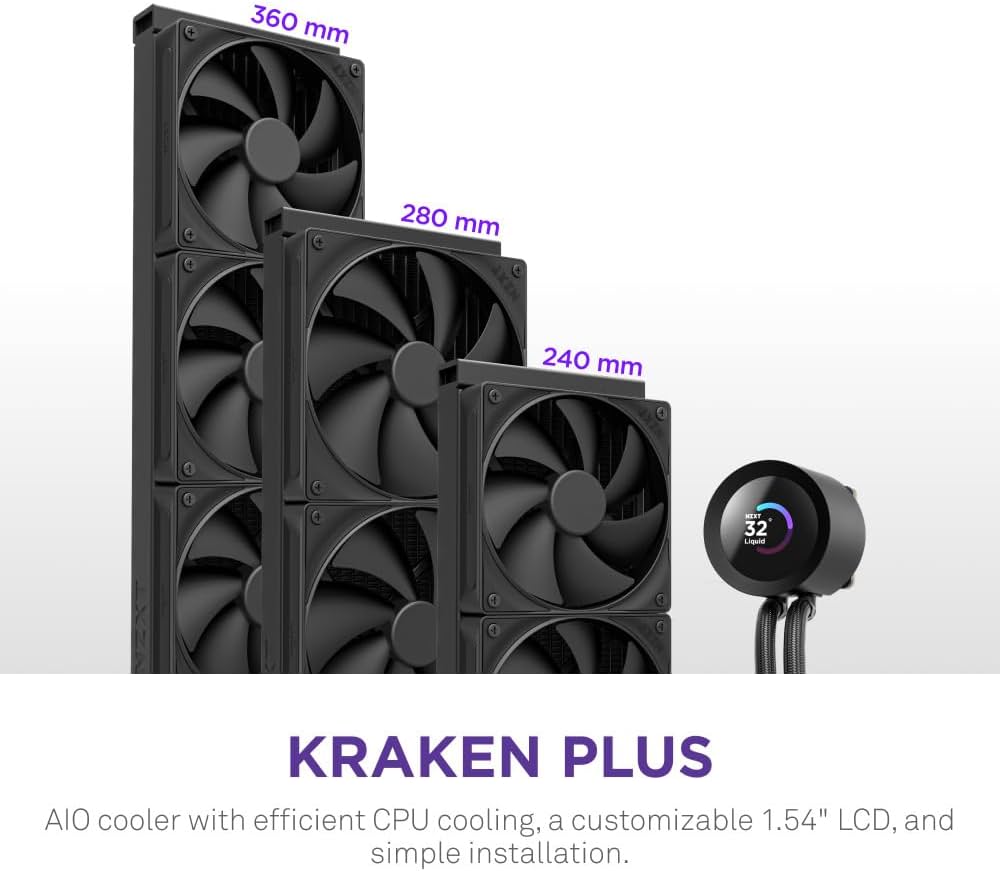 Amazon.com: NZXT Kraken Plus 360 – AIO CPU Liquid Cooler – 360mm
