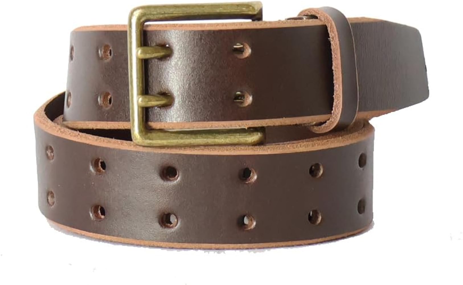 Amazon | [飯田工房] ダブルピン パンチング レザーベルト 日本製 本革