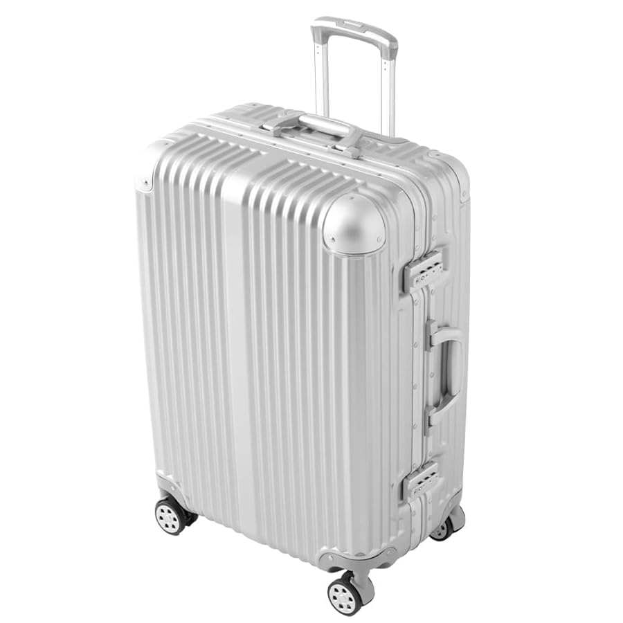 スーツケース アルミフレーム ダブルキャスター M 60L 4〜6泊 シルバー