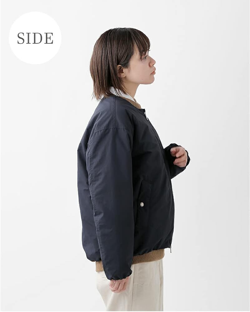 Amazon | [ロフトラボ] ノーカラー ジップアップ ダウン ジャケット