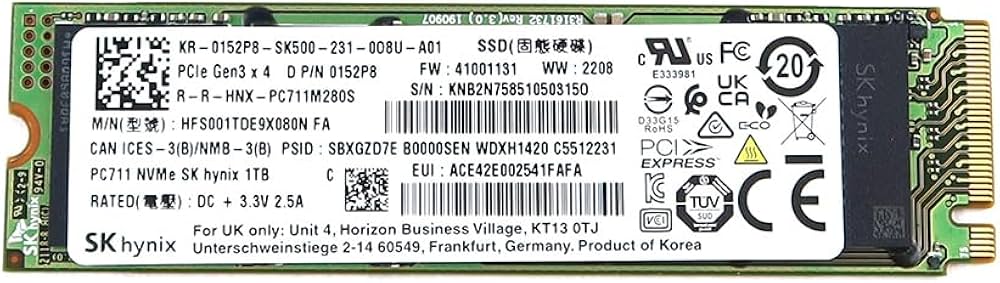 Amazon | SKHynix SK Hynix SSD 1TB M.2 2280 PCIe Gen3 x4 PC711