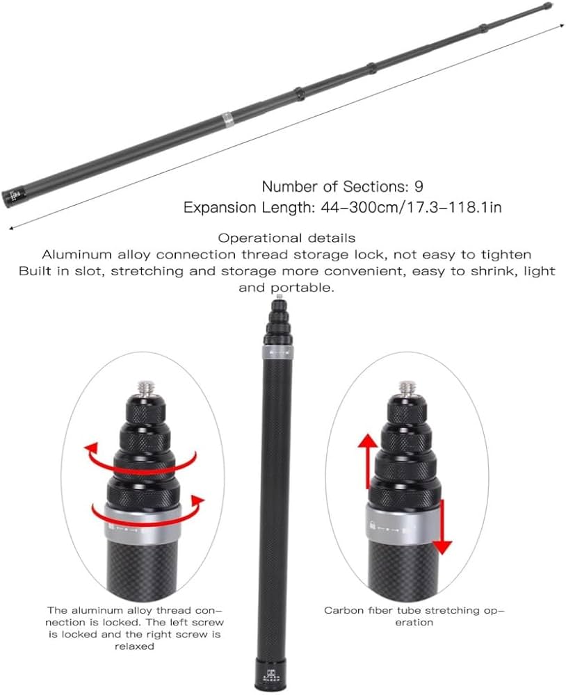 Amazon | Insta360用自撮り棒 3m自撮り棒 目に見えない 1/4インチネジ