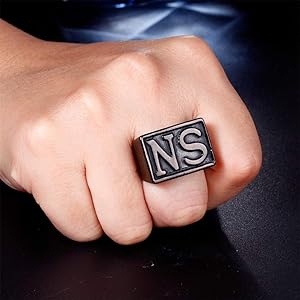 OAKKY Jewelry Men's Stainless Steel Hip Hop Motorcycle Biker Rings