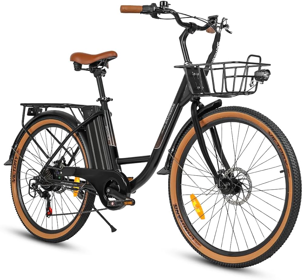 Amazon | SAMEBIKE 前カゴ付き 電動アシスト自転車 26インチ シティ