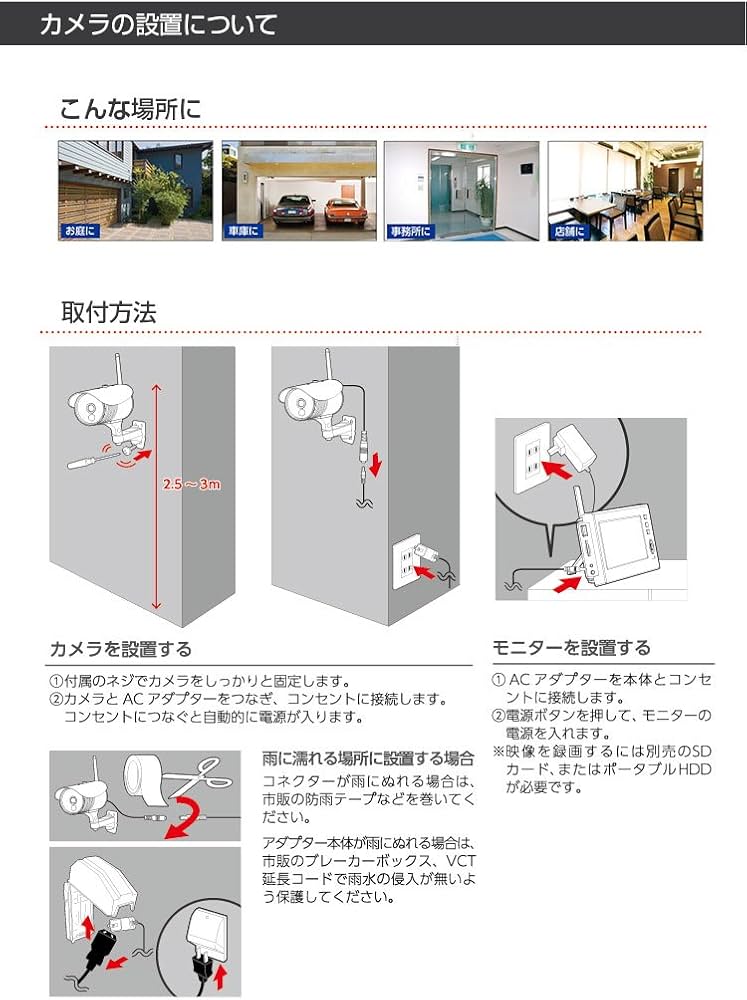 Amazon.co.jp: ELPA ワイヤレス防犯カメラ4台＆モニター【オリジナル