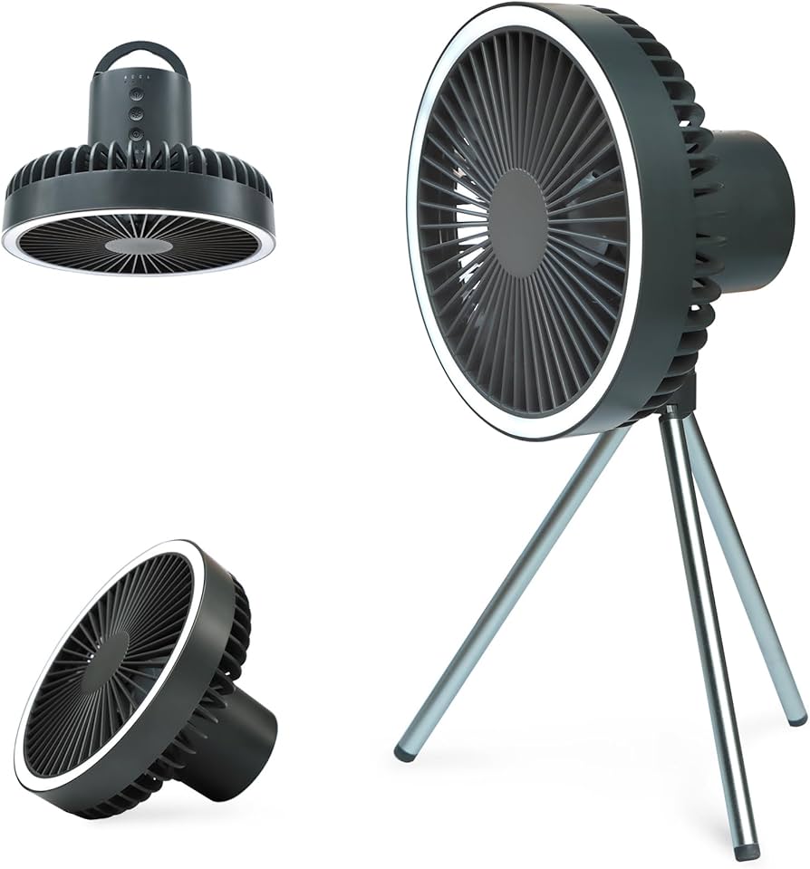 Amazon | KANIYA キャンプ 扇風機 【10000mAh電池内蔵】LEDライト付き